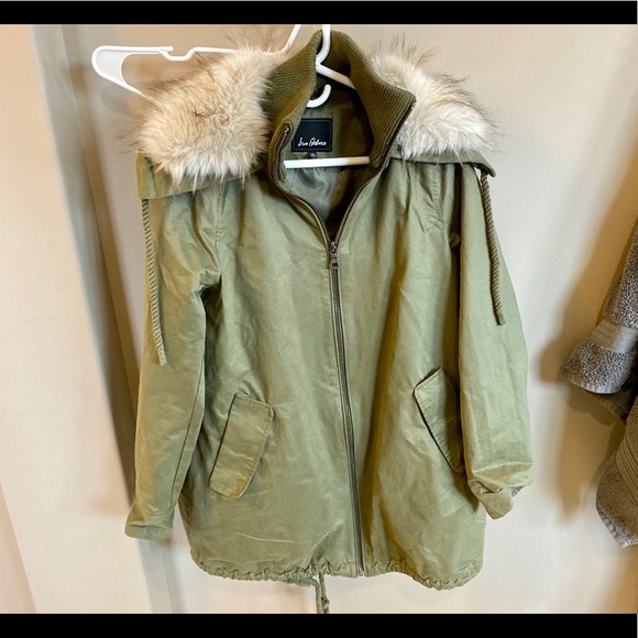 XS Sam Edelman faux fur collar a-line anorak coat - Picture 6 of 7